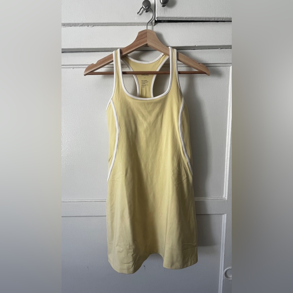 girlfriend collective Yellow Racerback Mini Dress with White Trim